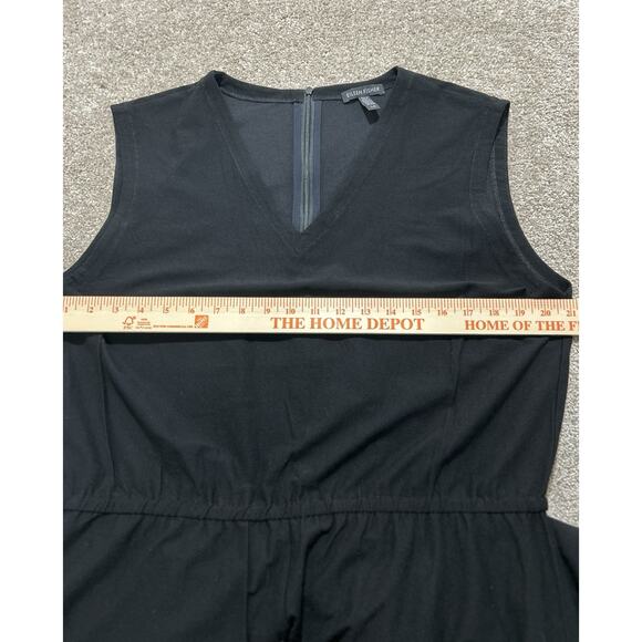 EILEEN FISHER Women’s L Black V-Neck Washable Crepe Stretch Jersey Jumpsuit  - Picture 6 of 11